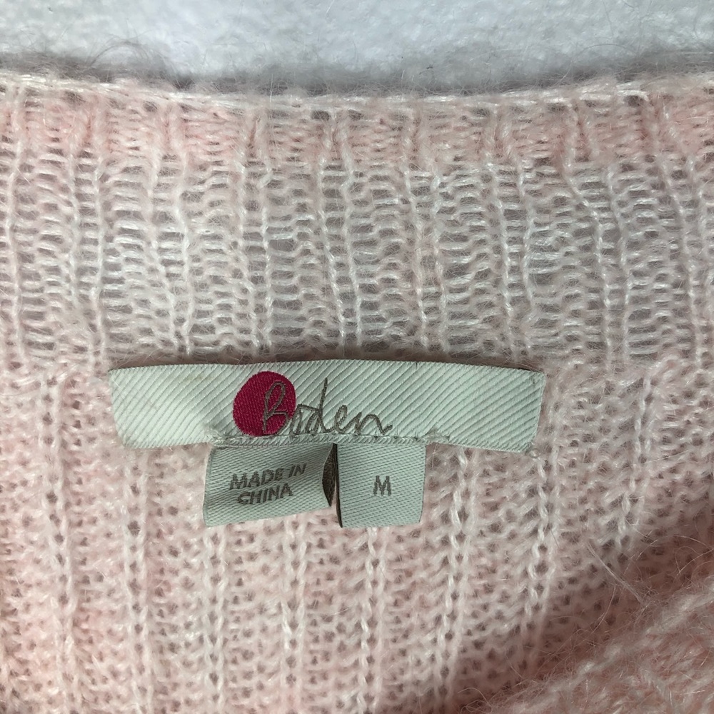 Boden Knit Sweater Mohair Blend Balloon Sleeve Textured Pink Pullover Medium - Picture 2 of 5